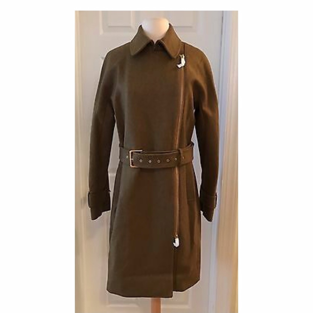 Women's Belted Coat - Olive Green